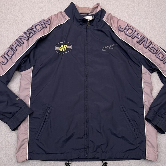 Vintage NASCAR Jimmie Johnson Windbreaker Jacket Men's XL Chase‎ #48 Distressed - Picture 1 of 10